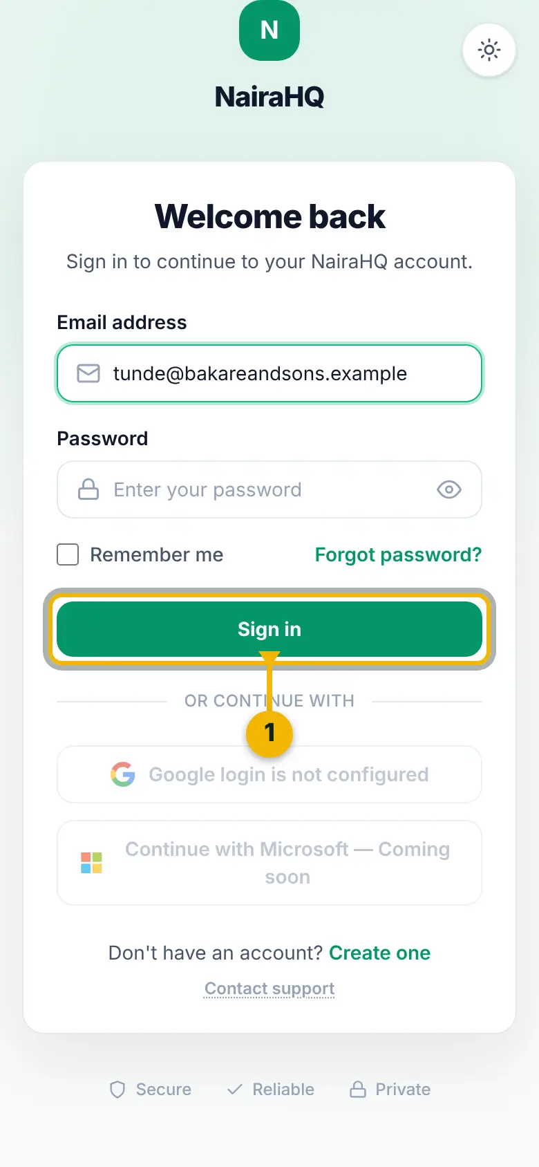 Welcome back, with the Sign in button marked.